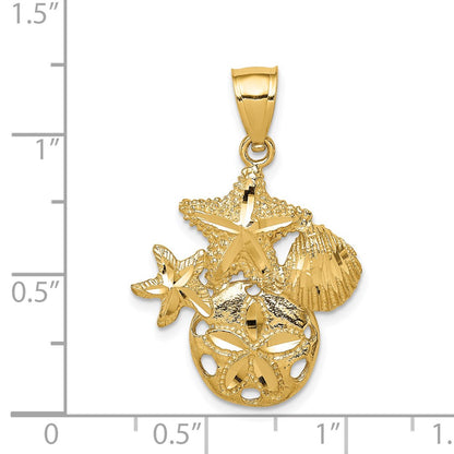14k Yellow Gold D/C Sea Life Pendant