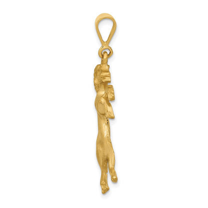 14k Yellow Gold Satin Diamond-cut Aries Zodiac Charm