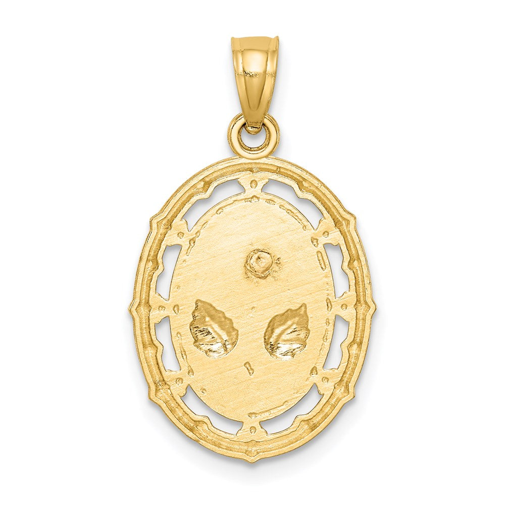 14k Two-tone Gold w/White Rhodium Fancy Rose Pendant