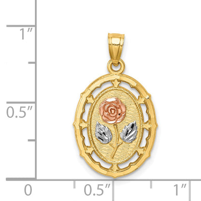 14k Two-tone Gold w/White Rhodium Fancy Rose Pendant