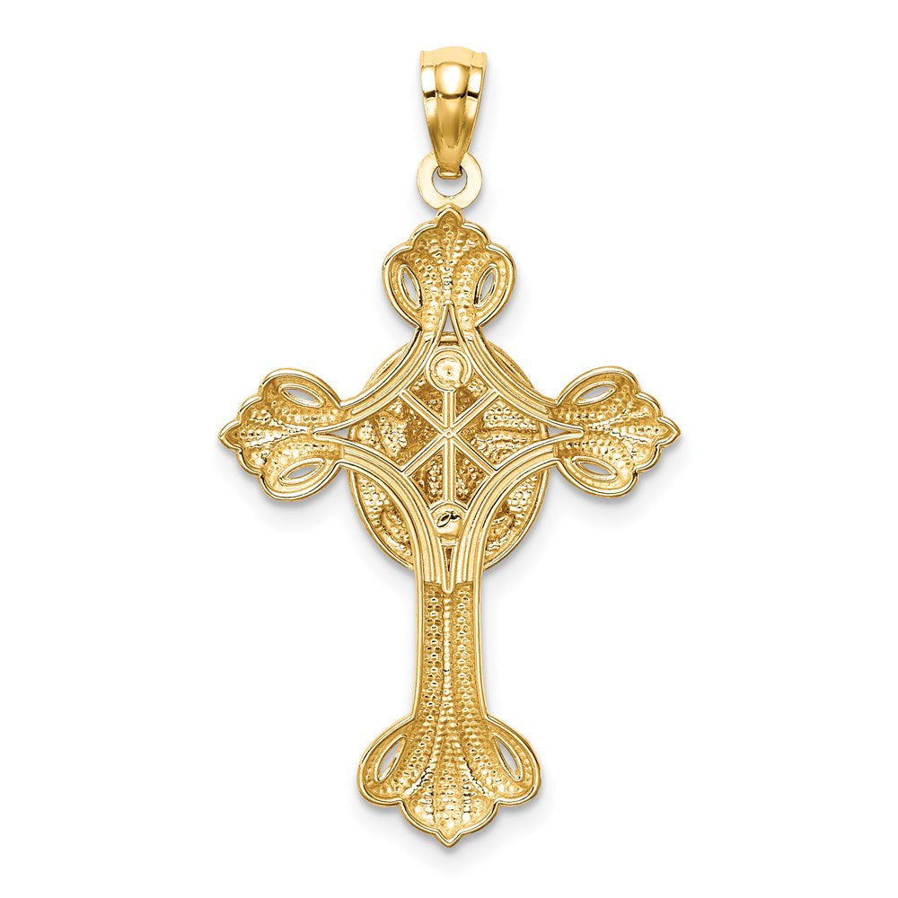 14k Yellow & Rhodium Gold w/White Rhodium Cherub Cross Pendant