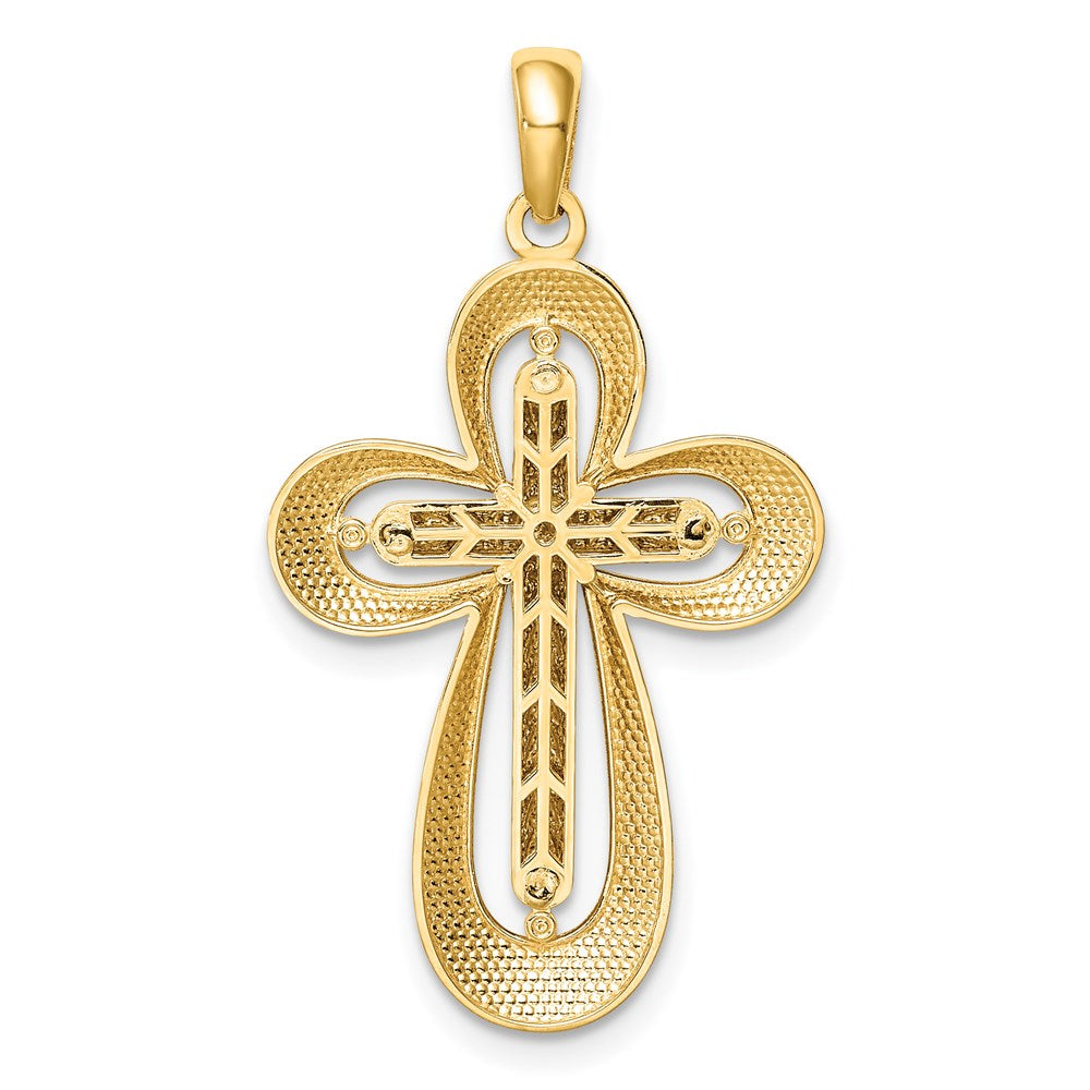 14k Two-tone Gold Two-tone Gold Diamond Polished D/C Cross Pendant