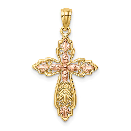 14k Two-tone Gold Two-tone Gold Cross Pendant