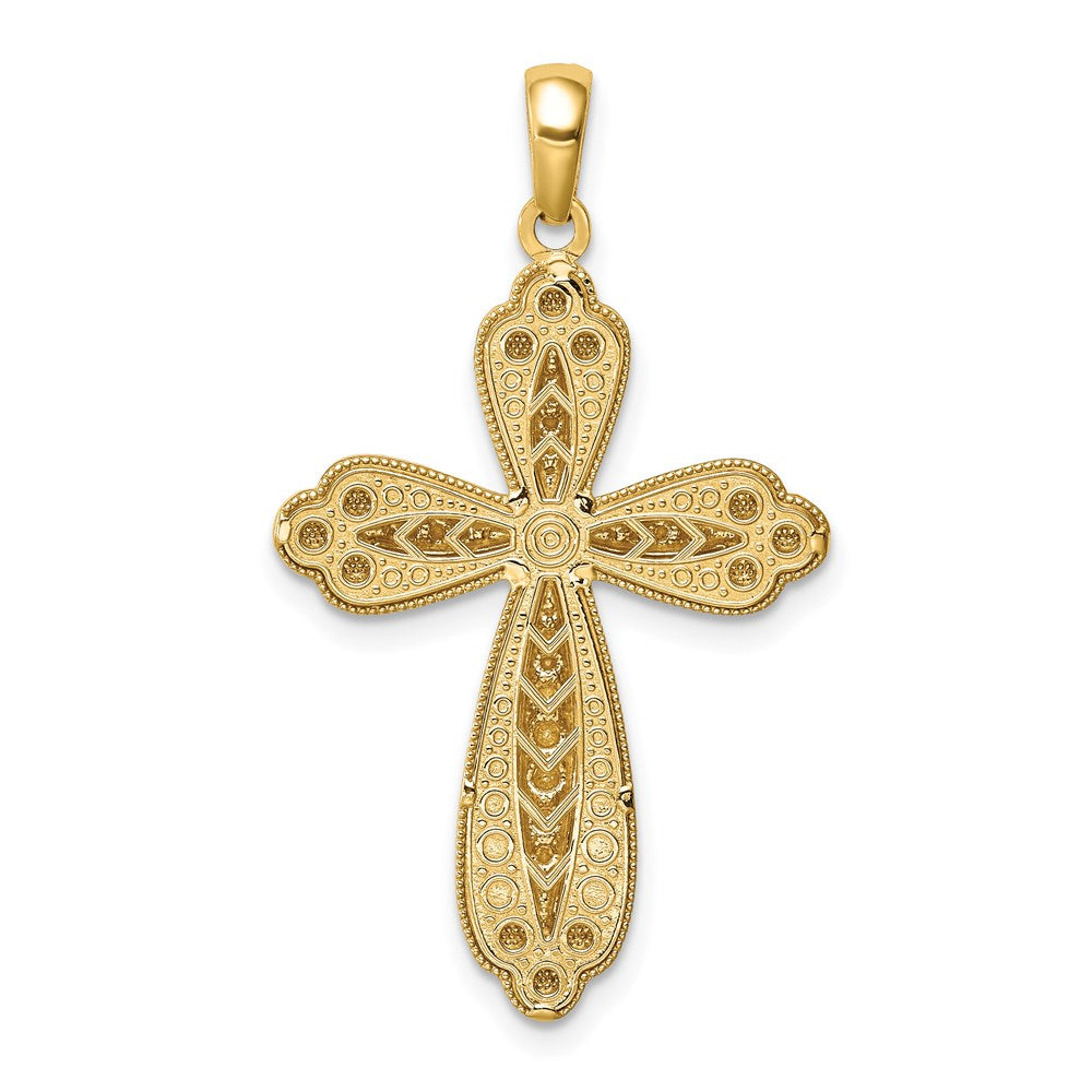14k Yellow & Rhodium Gold w/White Rhodium D/C Cross Pendant
