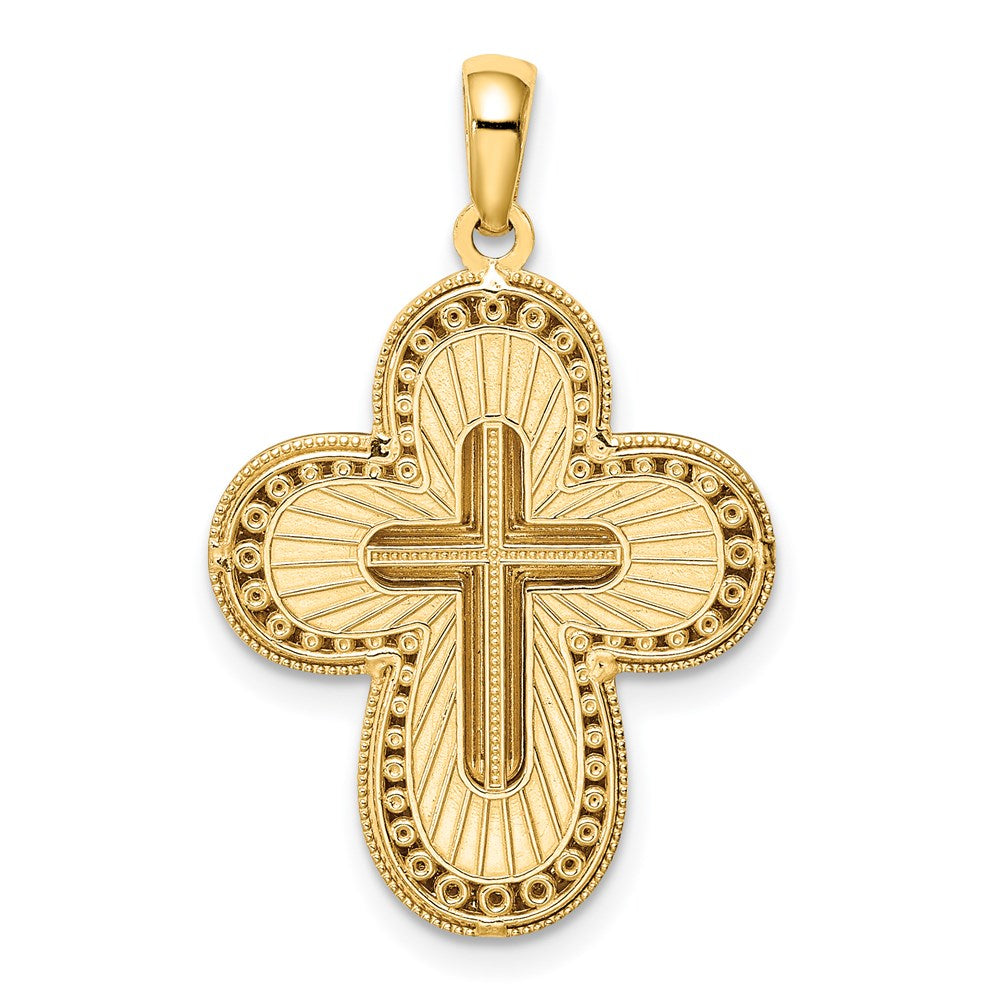 14k Yellow & Rhodium Gold White Rhodium D/C Cross Pendant