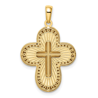 14k Yellow & Rhodium Gold White Rhodium D/C Cross Pendant