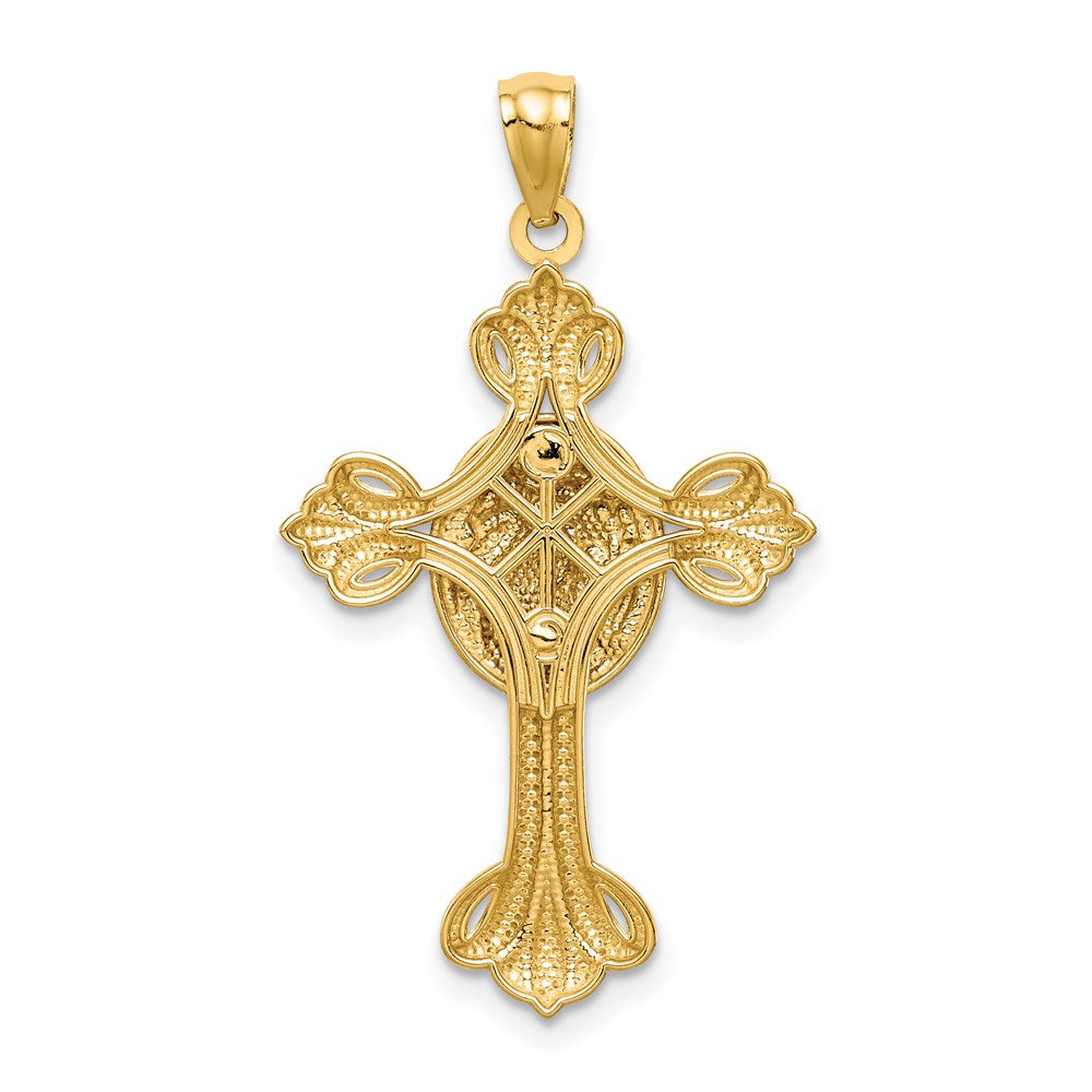 14k Yellow & Rhodium Gold w/White Rhodium Jesus Cross Pendant