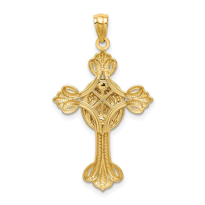 14k Yellow & Rhodium Gold w/White Rhodium Jesus Cross Pendant