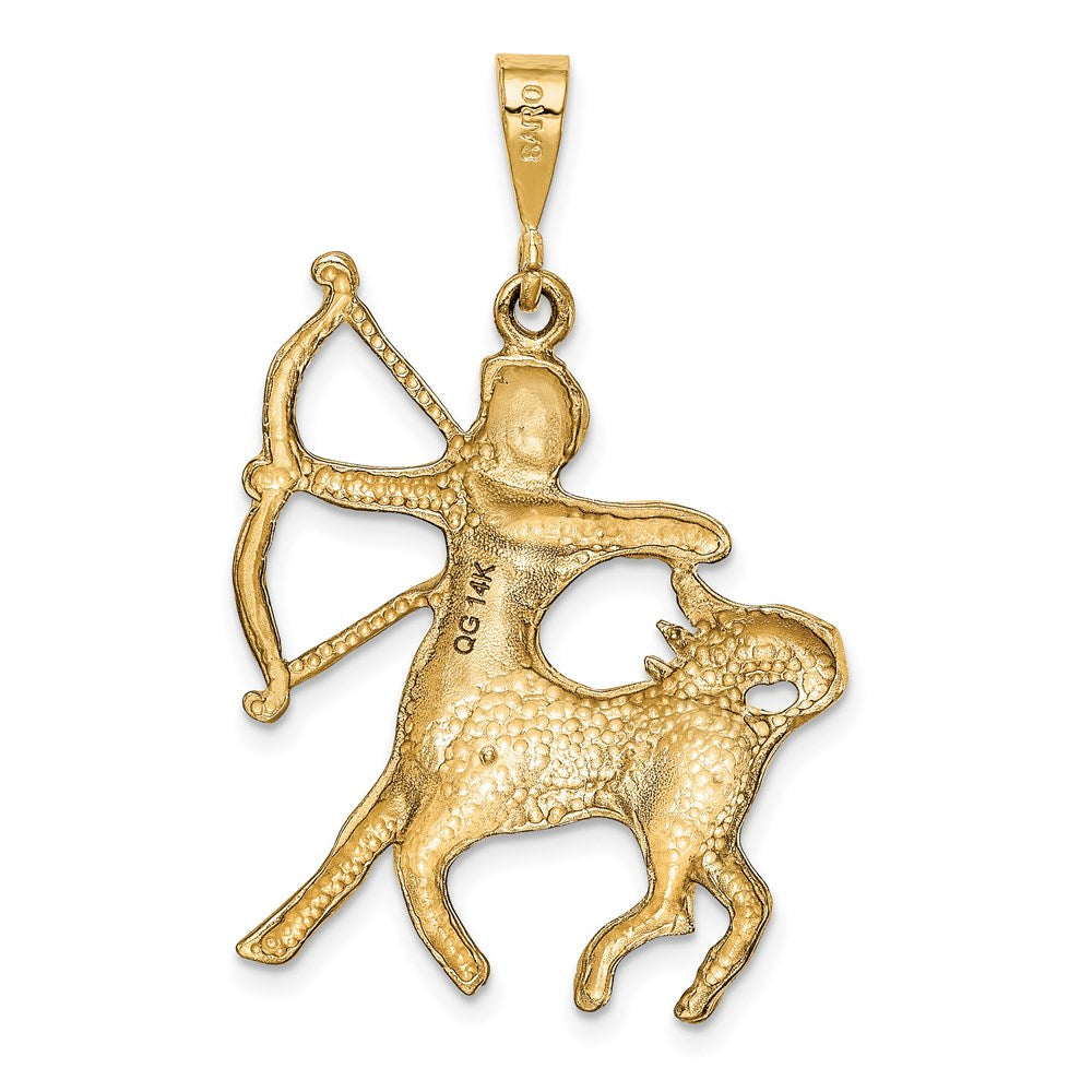 14k Yellow Gold Satin Diamond-cut Sagittarius Zodiac Charm