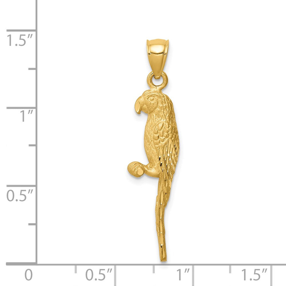 14k Yellow Gold D/C Brushed Parrot Pendant