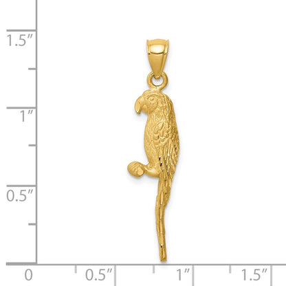 14k Yellow Gold D/C Brushed Parrot Pendant