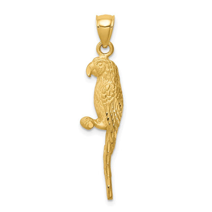 14k Yellow Gold D/C Brushed Parrot Pendant
