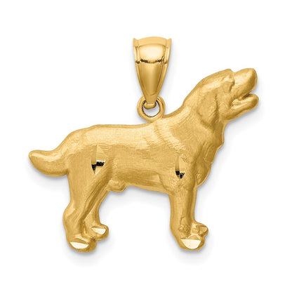 14k Yellow Gold Diamond-cut Labrador Retriever Pendant