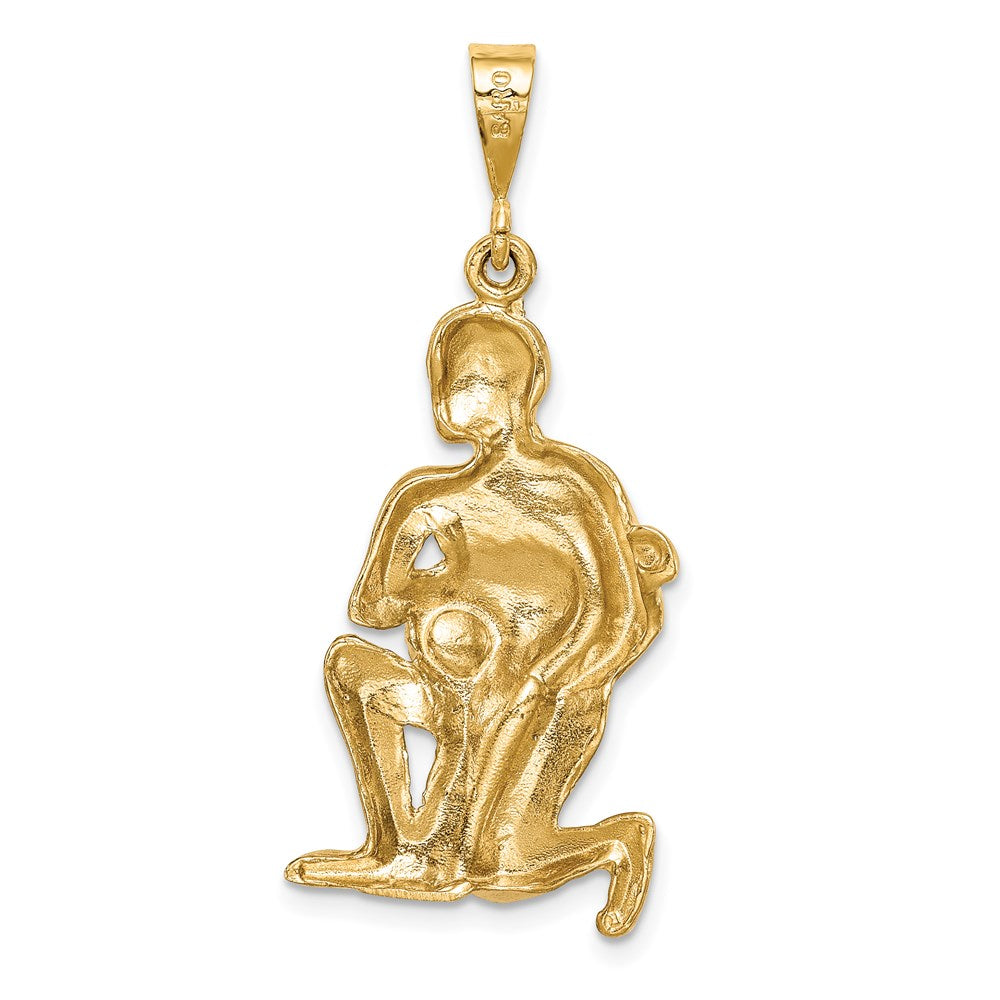 14k Yellow Gold Satin Diamond-cut Aquarius Zodiac Charm