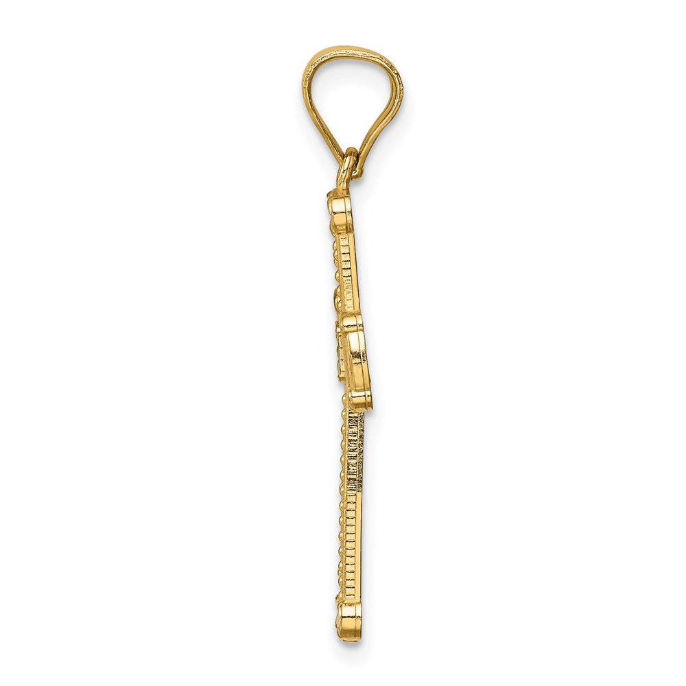 14k Yellow & Rhodium Gold w/Rhodium Cross Pendant