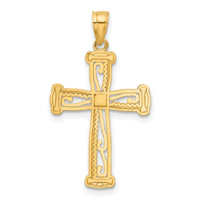 14k Yellow & Rhodium Gold w/Rhodium Cross Pendant