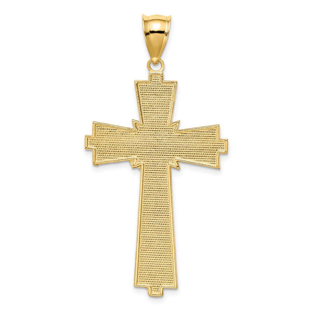 14k Yellow Gold Diamond-cut Cross Pendant