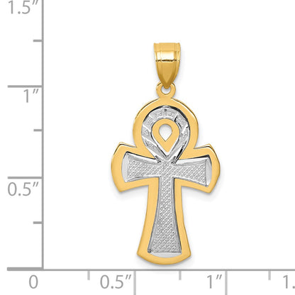 14k Two-tone Gold Ankh Cross Pendant