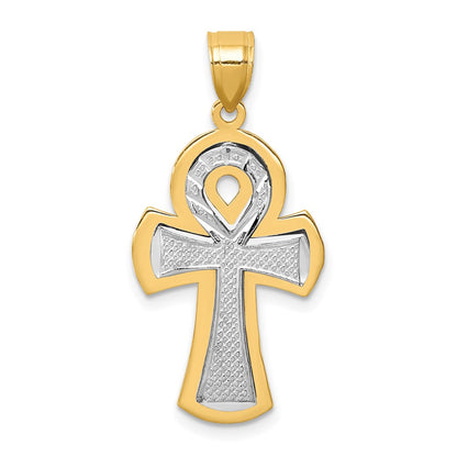 14k Two-tone Gold Ankh Cross Pendant