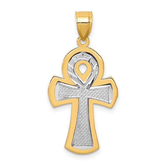 14k Two-tone Gold Ankh Cross Pendant