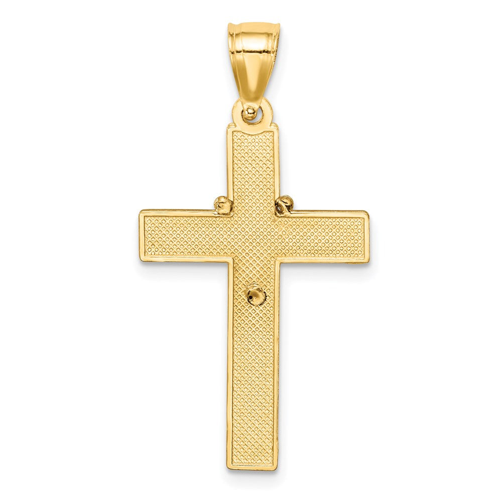 14k Yellow & Rhodium Gold w/Rhodium Cross w/Rosary Pendant