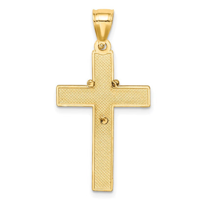 14k Yellow & Rhodium Gold w/Rhodium Cross w/Rosary Pendant