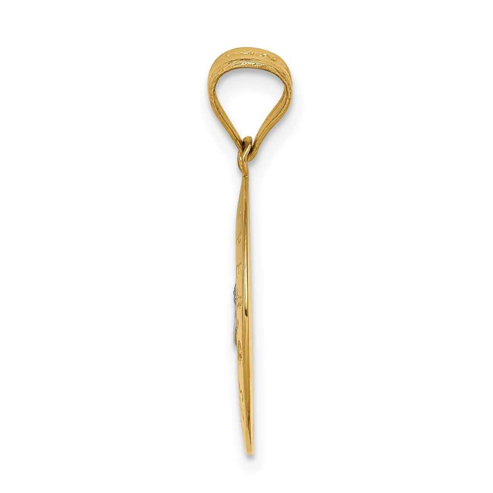 14k Yellow & Rhodium Gold w/Rhodium Last Super Pendant