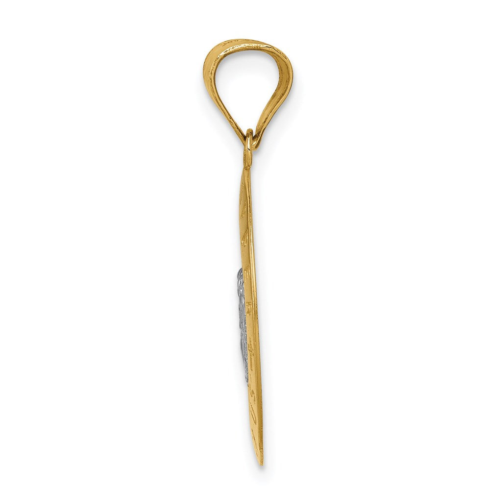 14k Yellow & Rhodium Gold w/Rhodium Last Super Pendant