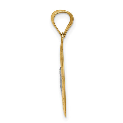 14k Yellow & Rhodium Gold w/Rhodium Last Super Pendant