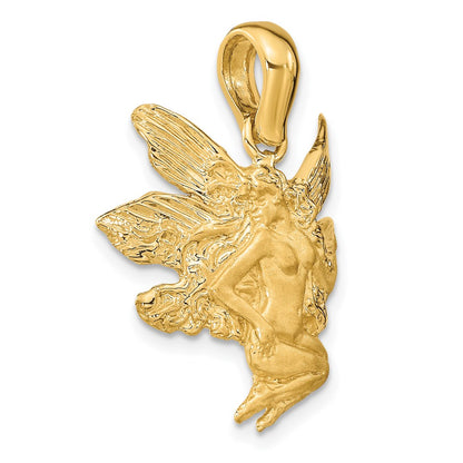14k Yellow Gold Satin and Polished Fairy Charm