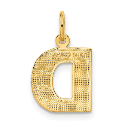 14k Yellow Gold Letter D Initial Charm