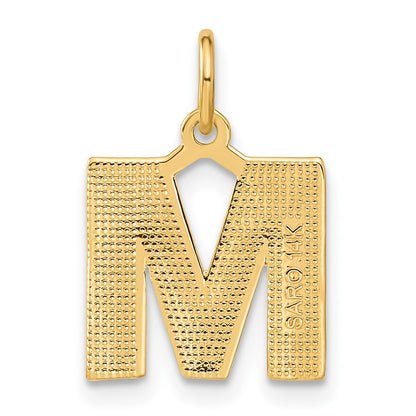 14k Yellow GoldY Satin Diamond-cut Letter M Initial Charm