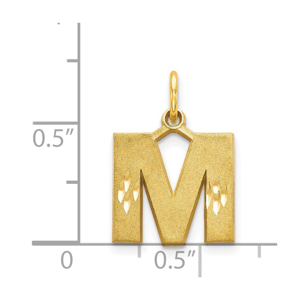 14k Yellow GoldY Satin Diamond-cut Letter M Initial Charm