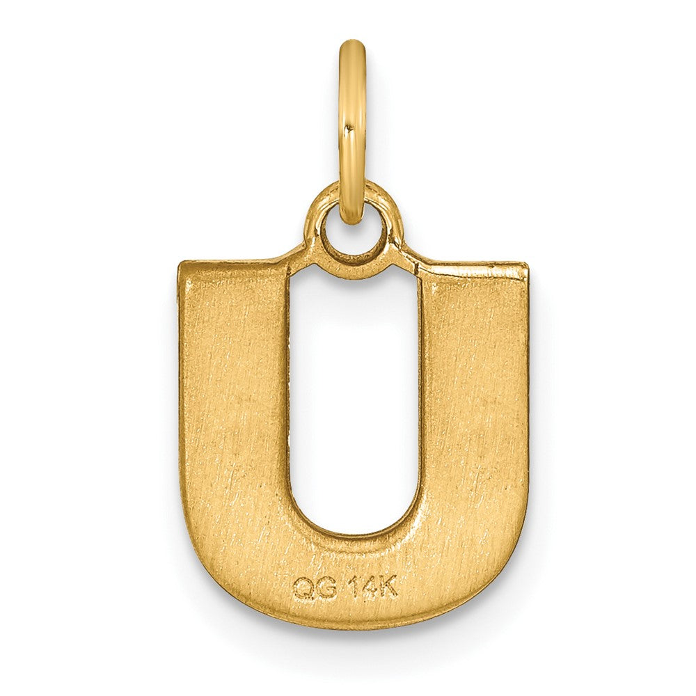 14k Yellow GoldY Satin Diamond-cut Letter U Initial Charm
