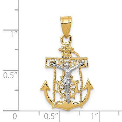 14k Two-tone Gold Mariners Cross Pendant