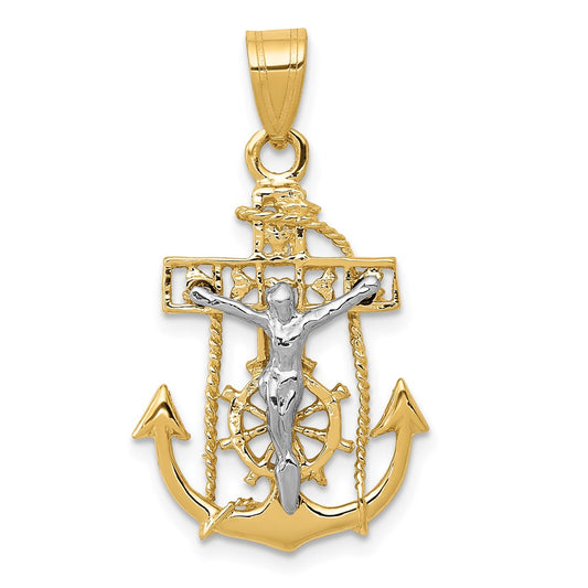 14k Two-tone Gold Mariners Cross Pendant