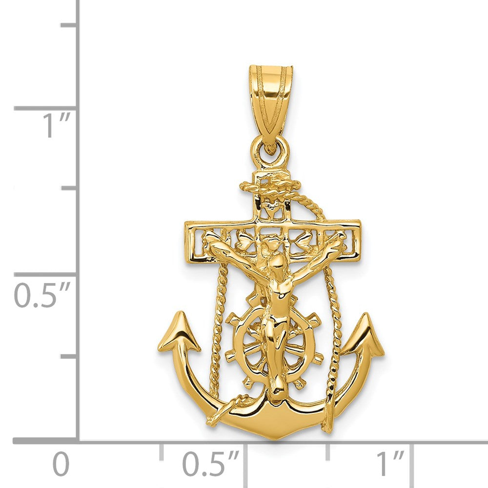 14k Yellow Gold Mariners Cross Pendant