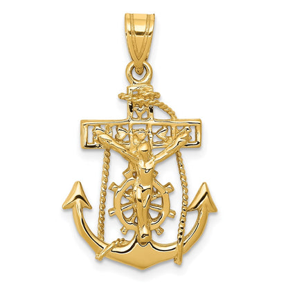 14k Yellow Gold Mariners Cross Pendant
