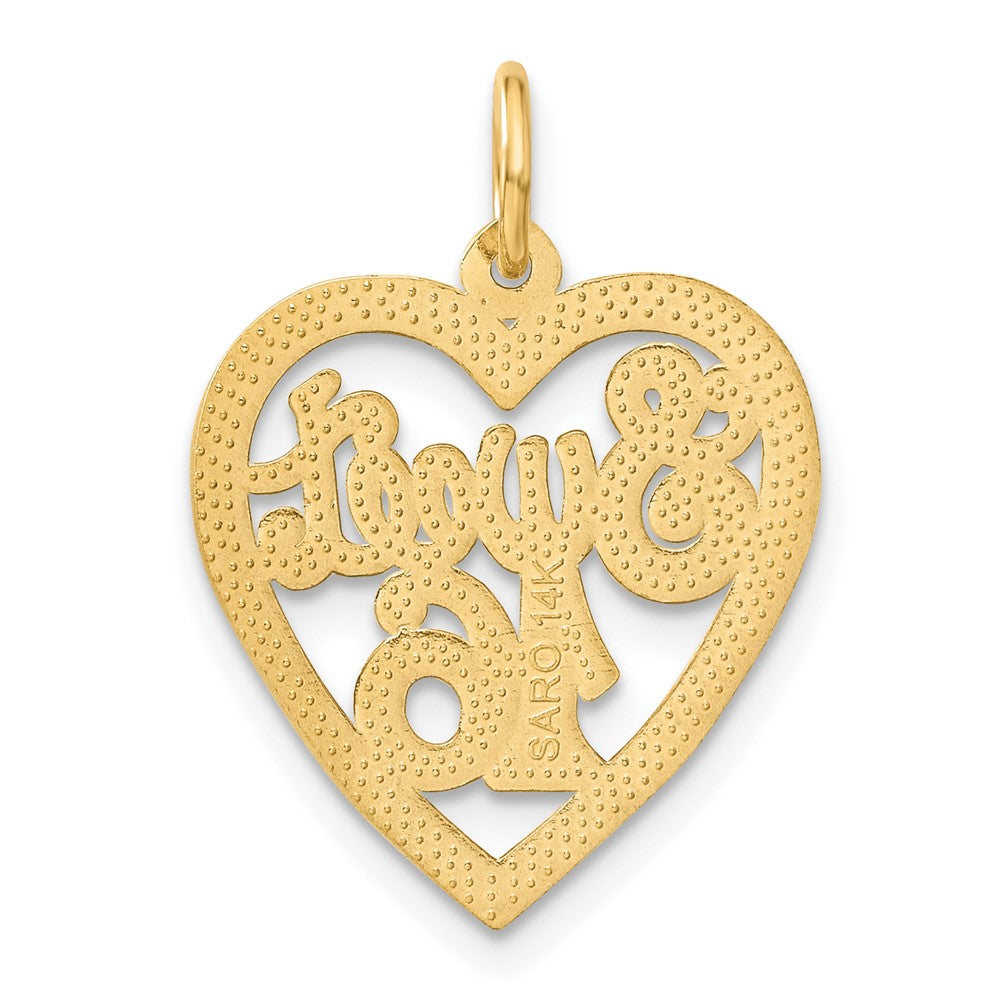 14k Yellow Gold SWEET 16 in A Heart Charm