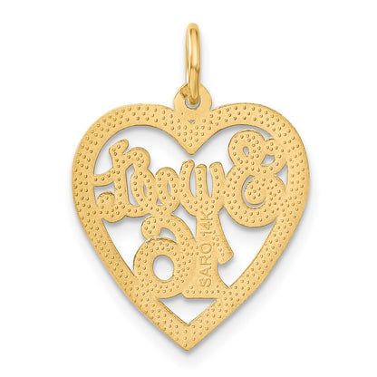 14k Yellow Gold SWEET 16 in A Heart Charm