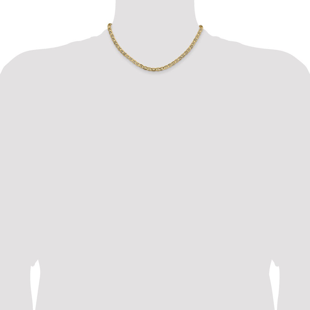 Solid 14K Yellow Gold 16 inch 4.5mm Concave Anchor with Lobster Clasp Chain Necklace
