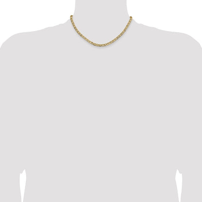 Solid 14K Yellow Gold 16 inch 4.5mm Concave Anchor with Lobster Clasp Chain Necklace