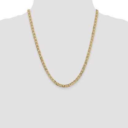 Solid 14K Yellow Gold 22 inch 4.5mm Concave Anchor with Lobster Clasp Chain Necklace