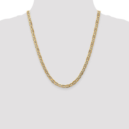 Solid 14K Yellow Gold 22 inch 5.25mm Concave Anchor with Lobster Clasp Chain Necklace