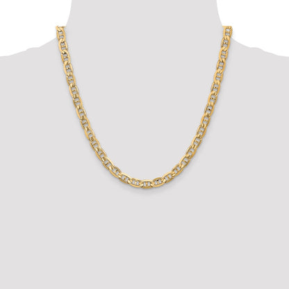 Solid 14K Yellow Gold 20 inch 6.25mm Concave Anchor with Lobster Clasp Chain Necklace