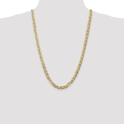 Solid 14K Yellow Gold 26 inch 7mm Concave Anchor with Lobster Clasp Chain Necklace