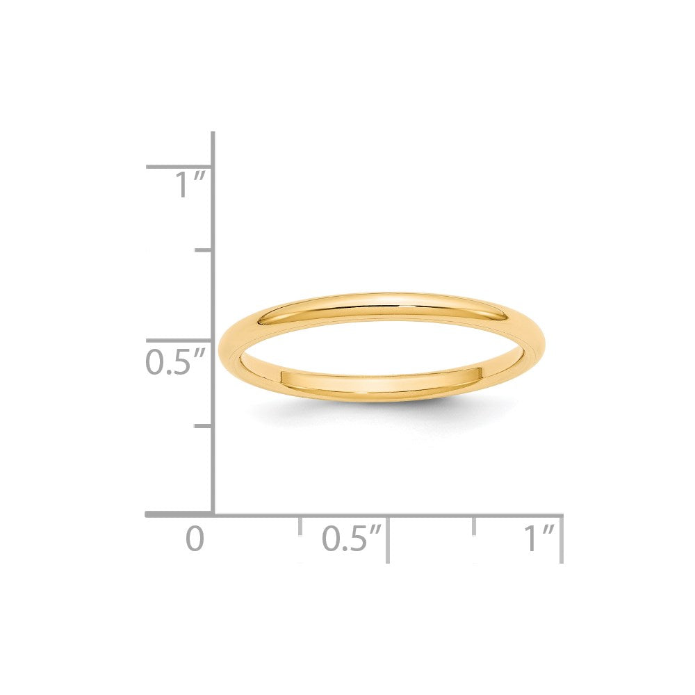 Solid 14K Yellow Gold 2mm Standard Comfort Fit Men's/Women's Wedding Band Ring Size 10.5