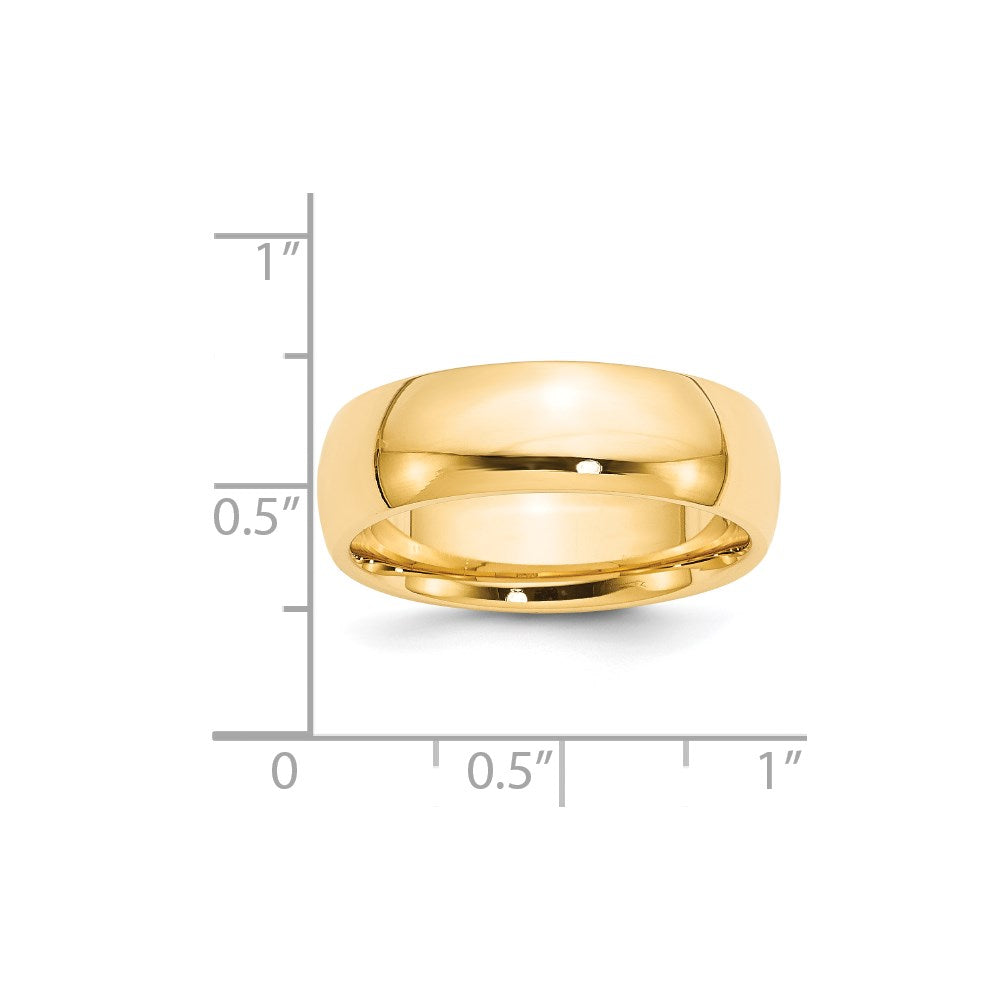 Solid 14K Yellow Gold 7mm Standard Comfort Fit Men's/Women's Wedding Band Ring Size 13.5