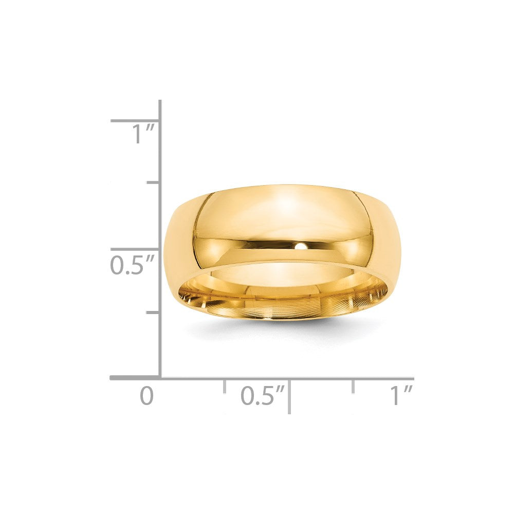 Solid 14K Yellow Gold 8mm Standard Comfort Fit Men's/Women's Wedding Band Ring Size 13.5