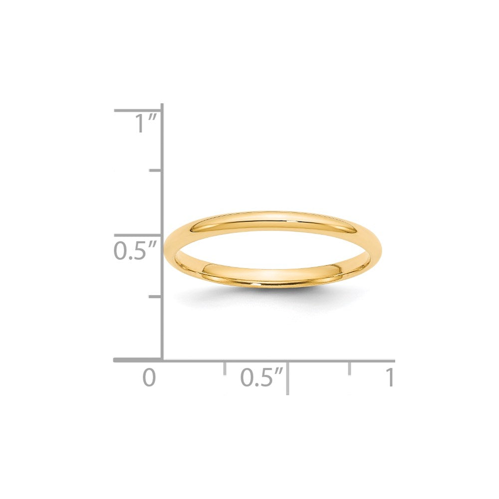 Solid 14K Yellow Gold 2mm Light Weight Comfort Fit Men's/Women's Wedding Band Ring Size 10.5